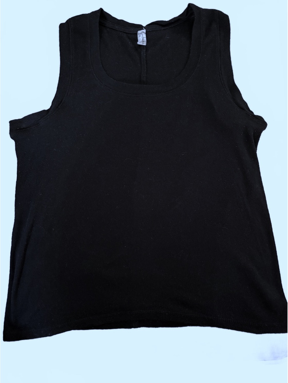 Free People U-Neck Ribbed Tank Top Black - Medium